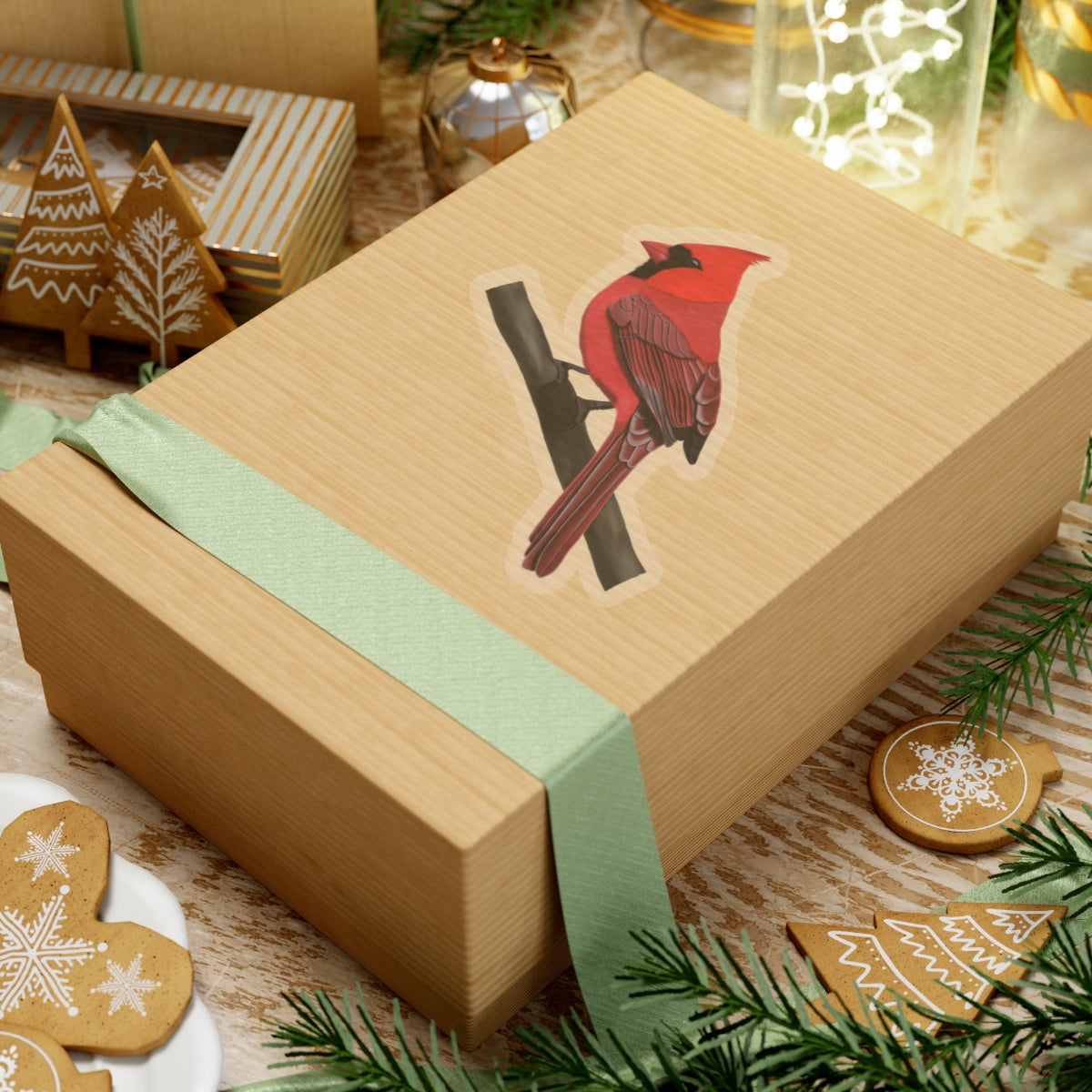 Northern Cardinal Bird Kiss-Cut Sticker - jz.birds