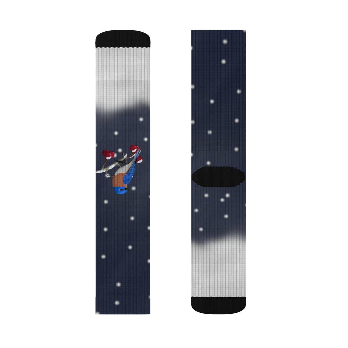 Bluebird All Over Prints – on a Winter Branch Christmas Bird Socks