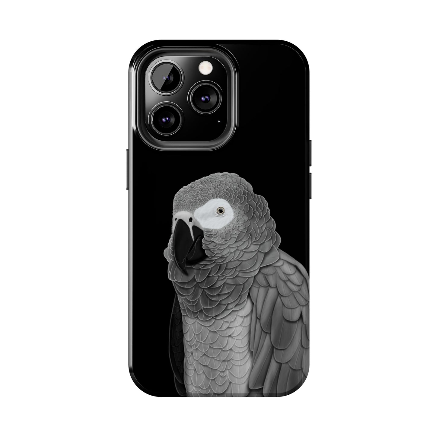 Grey Parrot Bird Art Tough Phone Case Black