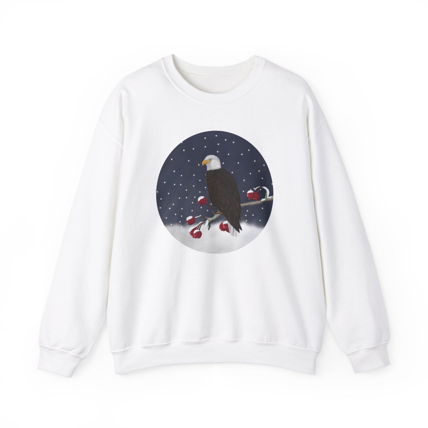 Bald Eagle on a Winter Branch Birdwatcher Christmas Bird Sweatshirt