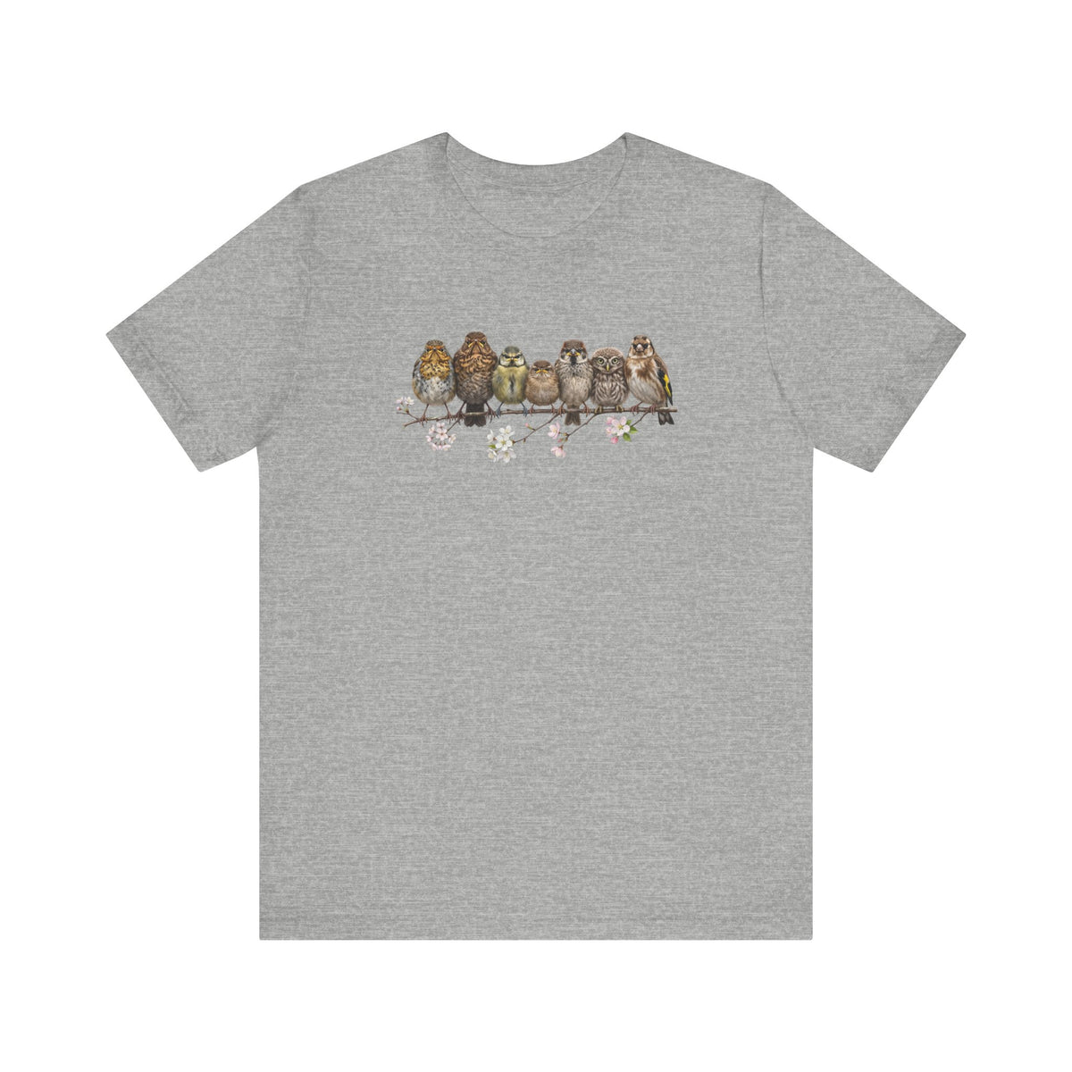 Rotkehlchen Amsel Blaumeise Jungvogel Premium T-Shirt | Frühlingsblüten Vogelmotiv für Vogelbeobachter
