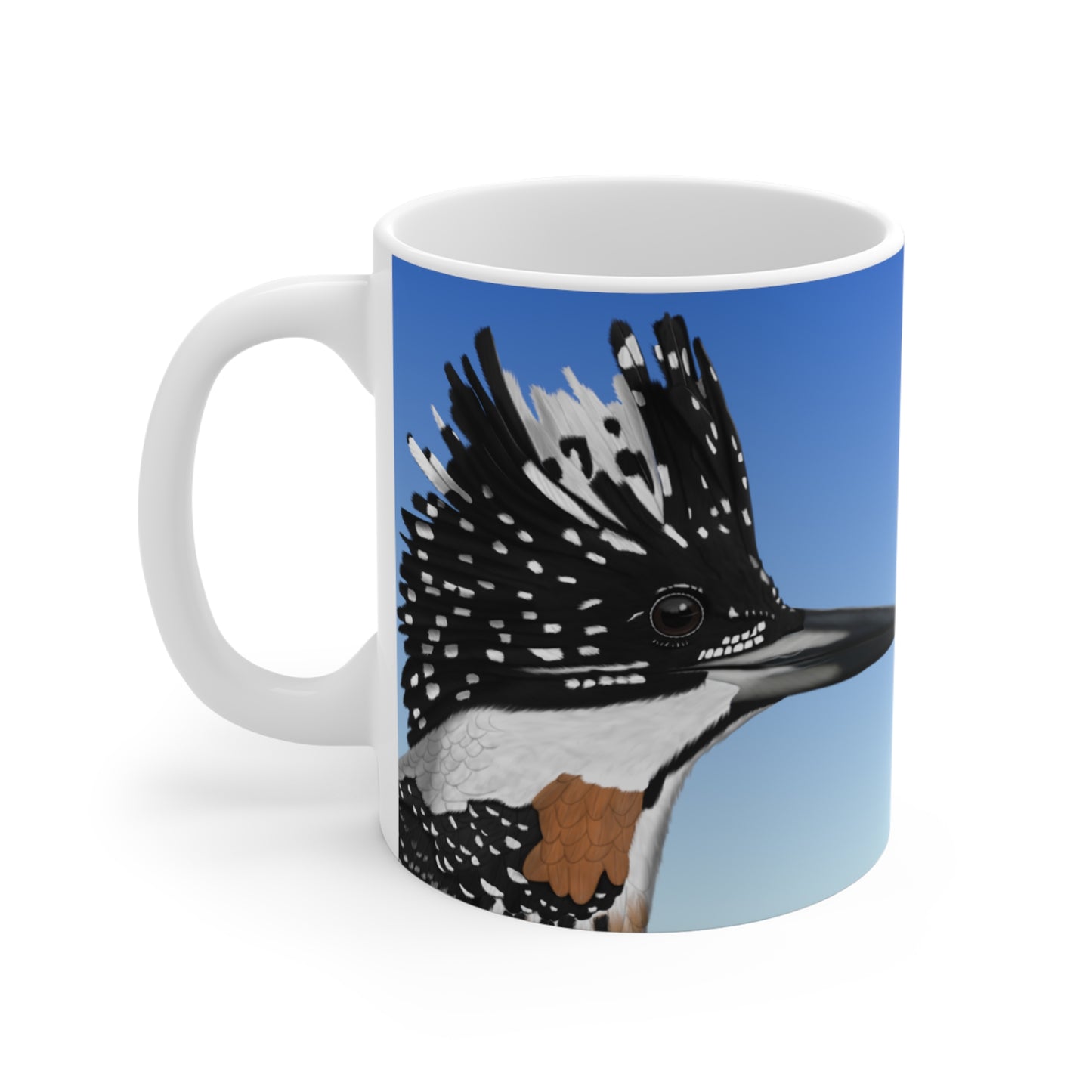 Crested Kingfisher Bird Ceramic Mug 11oz - jz.birds