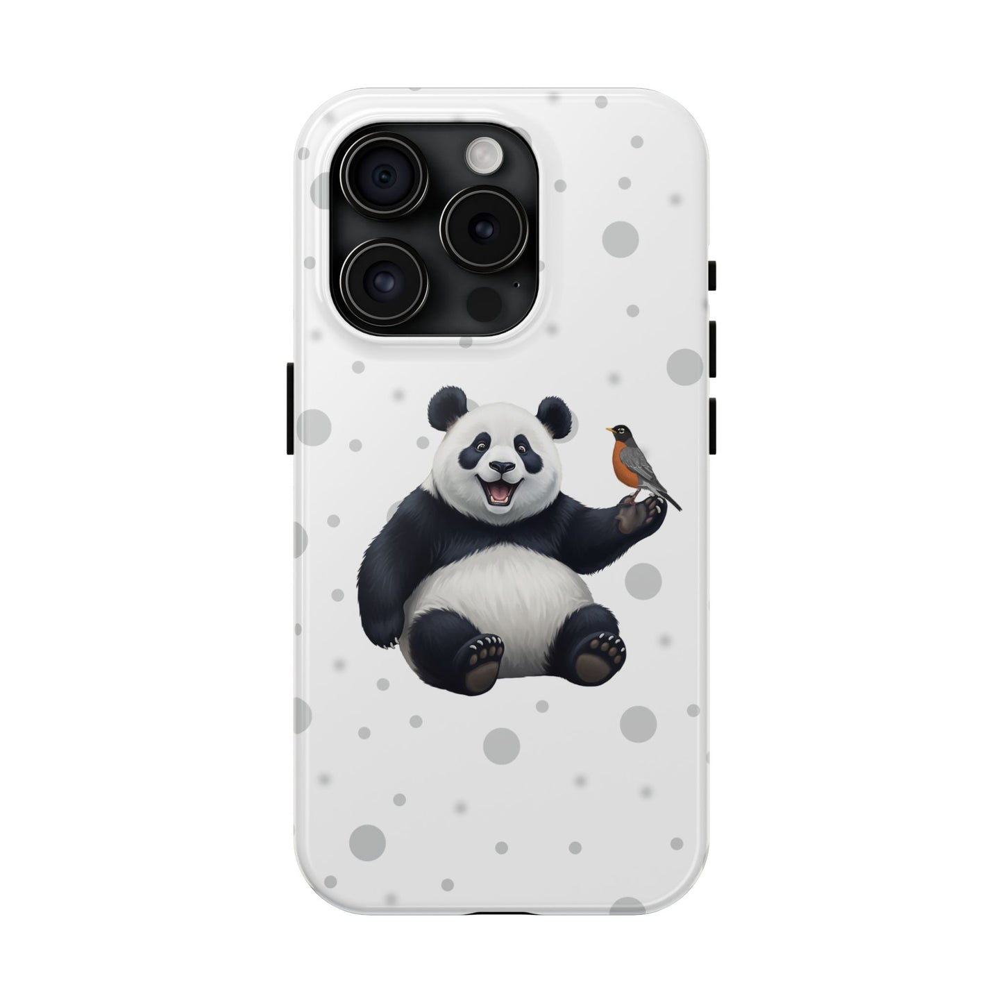 Cute Panda Bear with American Robin Animal iPhone Case - Dual-Layer PC/TPU Protective Cover for iPhone
