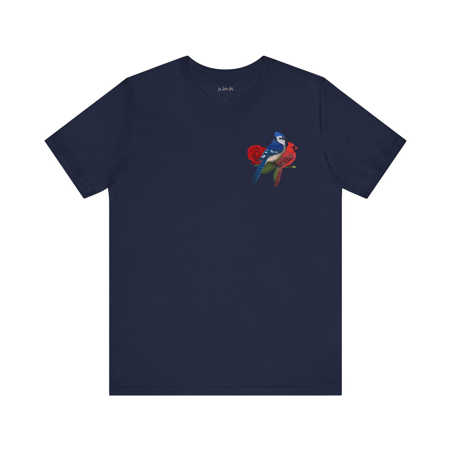 Valentine's Day Blue Jay Cardinal Birds on Rose T-Shirt