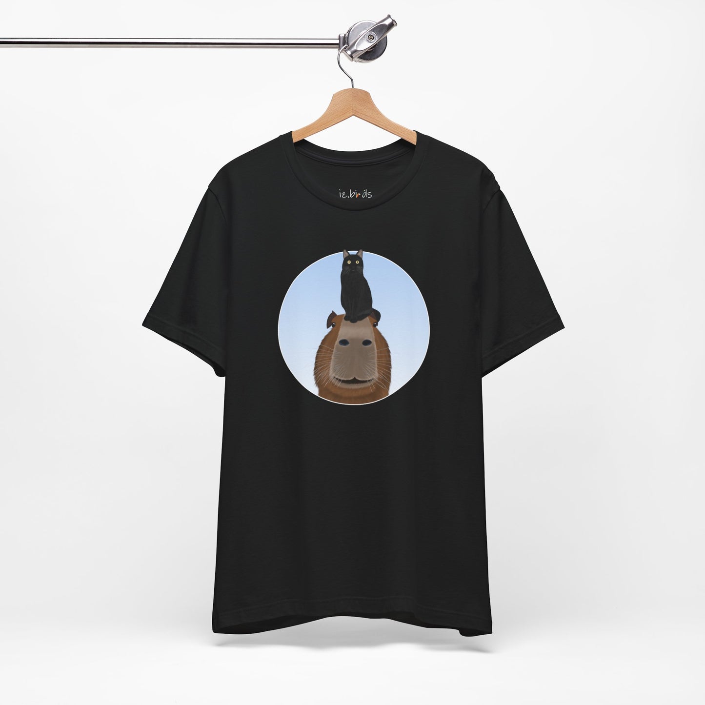Capybara with Friendly Black Cat Funny T-Shirt