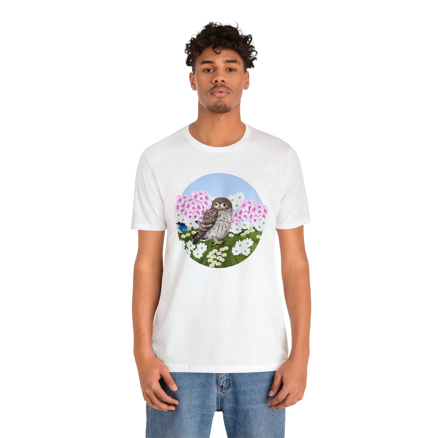Little Owl and Summer Flowers Bird Tee