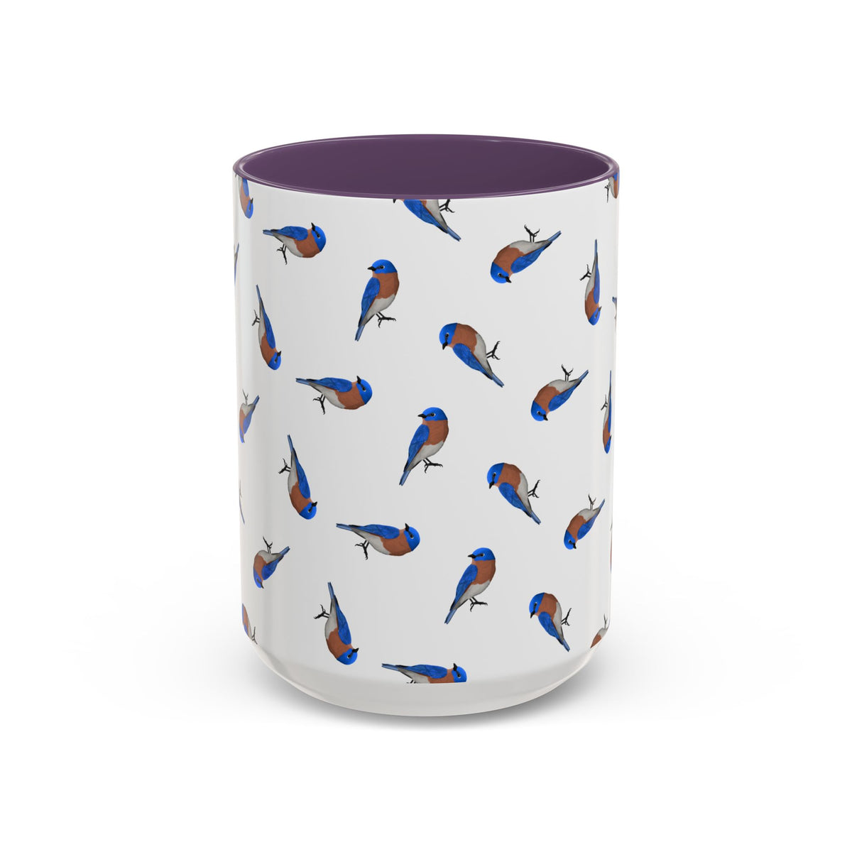 Bluebird All-Over Pattern Accent Mug | Colorful Bird Lover Gift for Birdwatchers