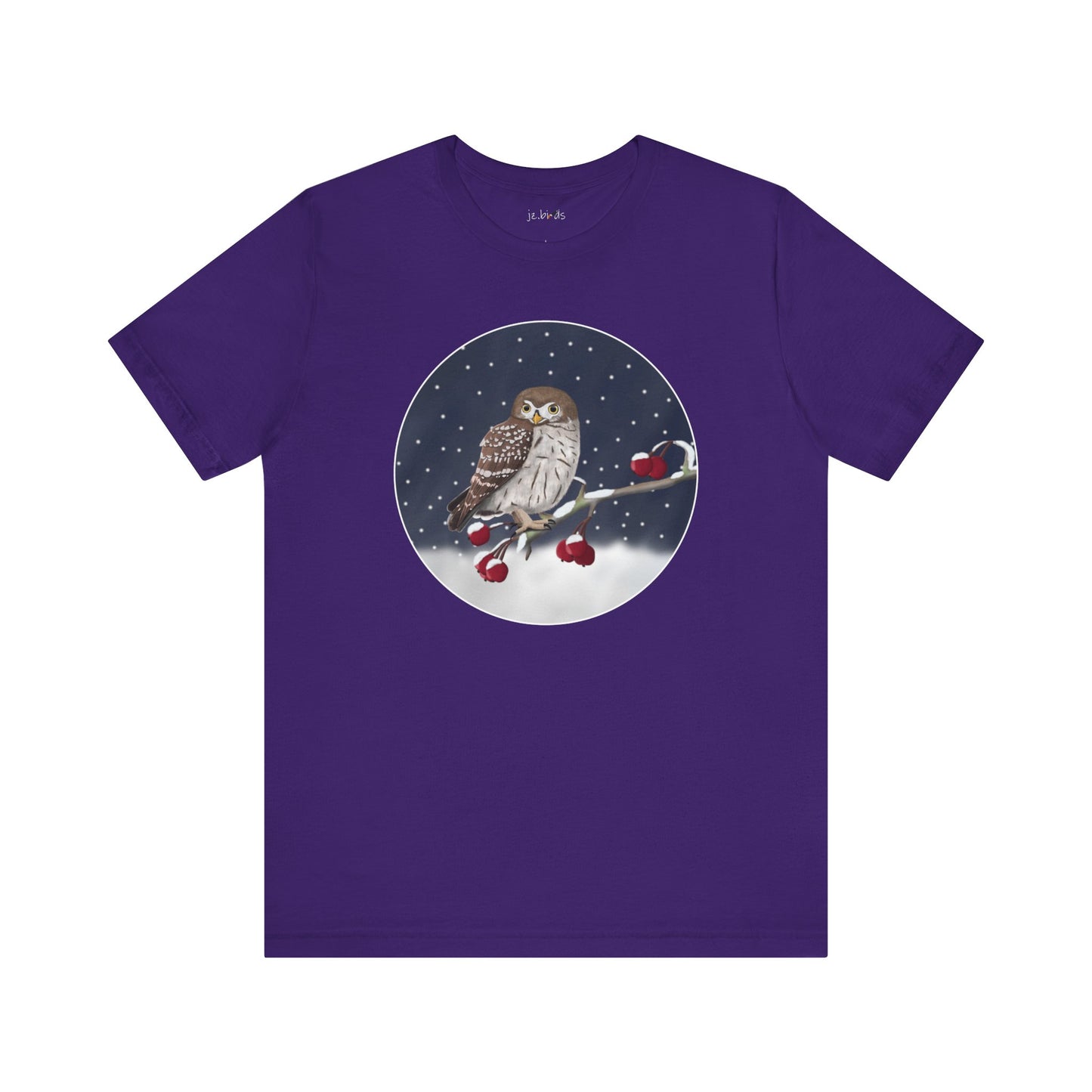 Owl on a Winter Branch Birdwatcher Christmas Bird T-Shirt