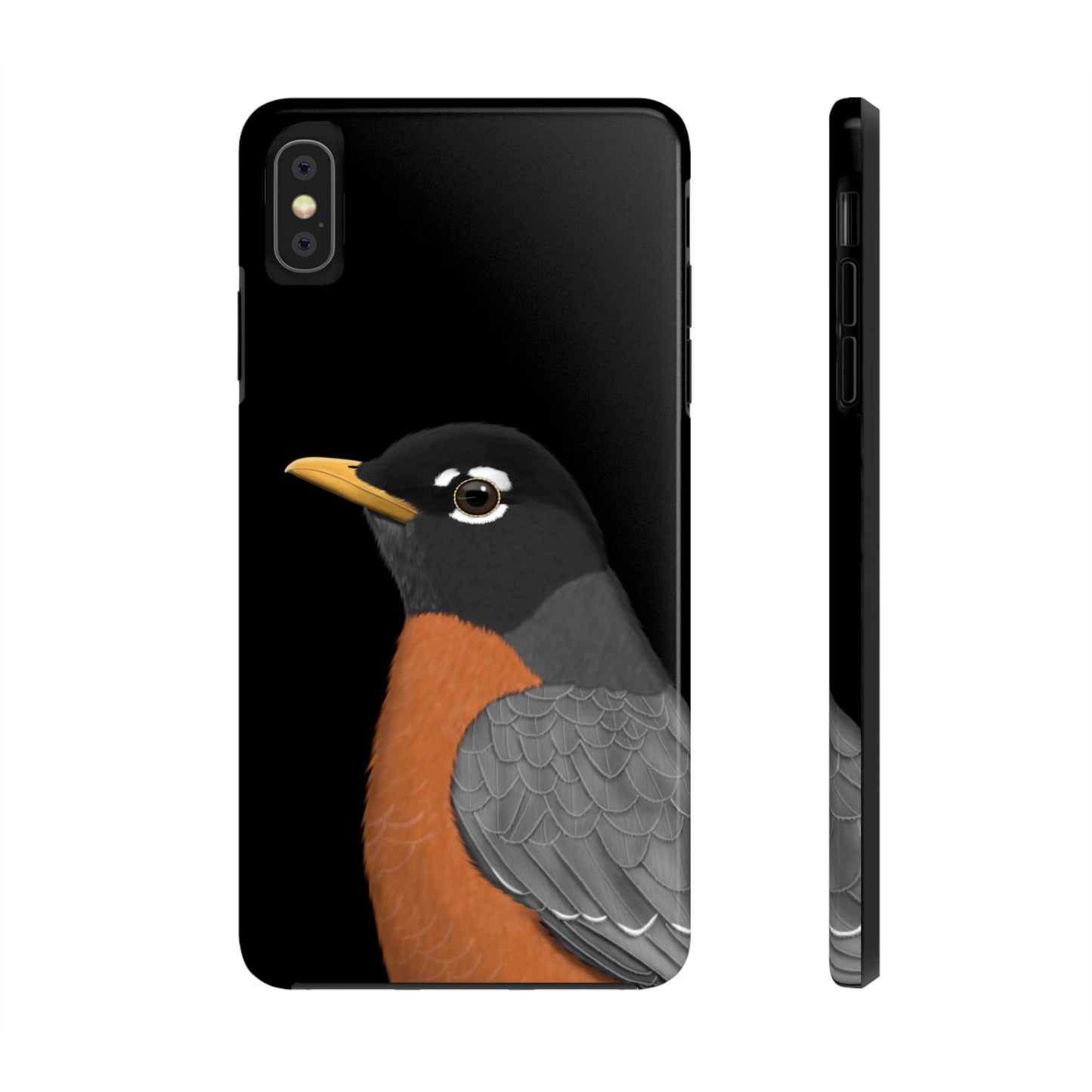 Robin Bird Art Tough Phone Case Black