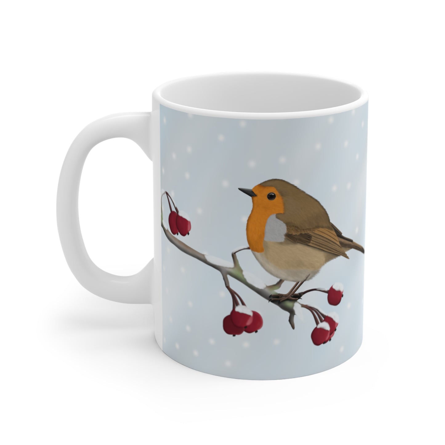 Robin Winter Bird Ceramic Mug 11oz - jz.birds