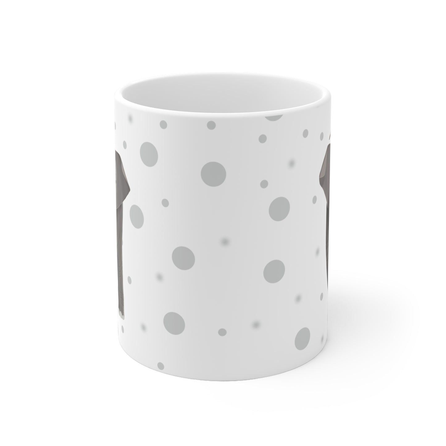 Rotkehlchen auf einem Elefanten Vogel Tasse Punkte Grau