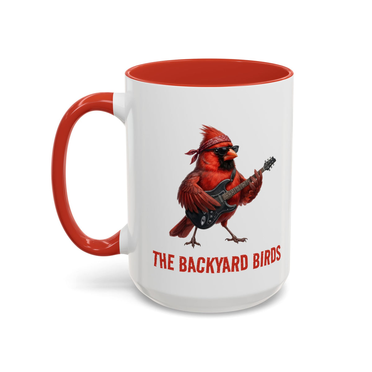 Chordinal Guitar Mug – Northern Cardinal Bird Gift – Funny Electric Player Cup – Rock Music & Ornithology for Him – 11oz,