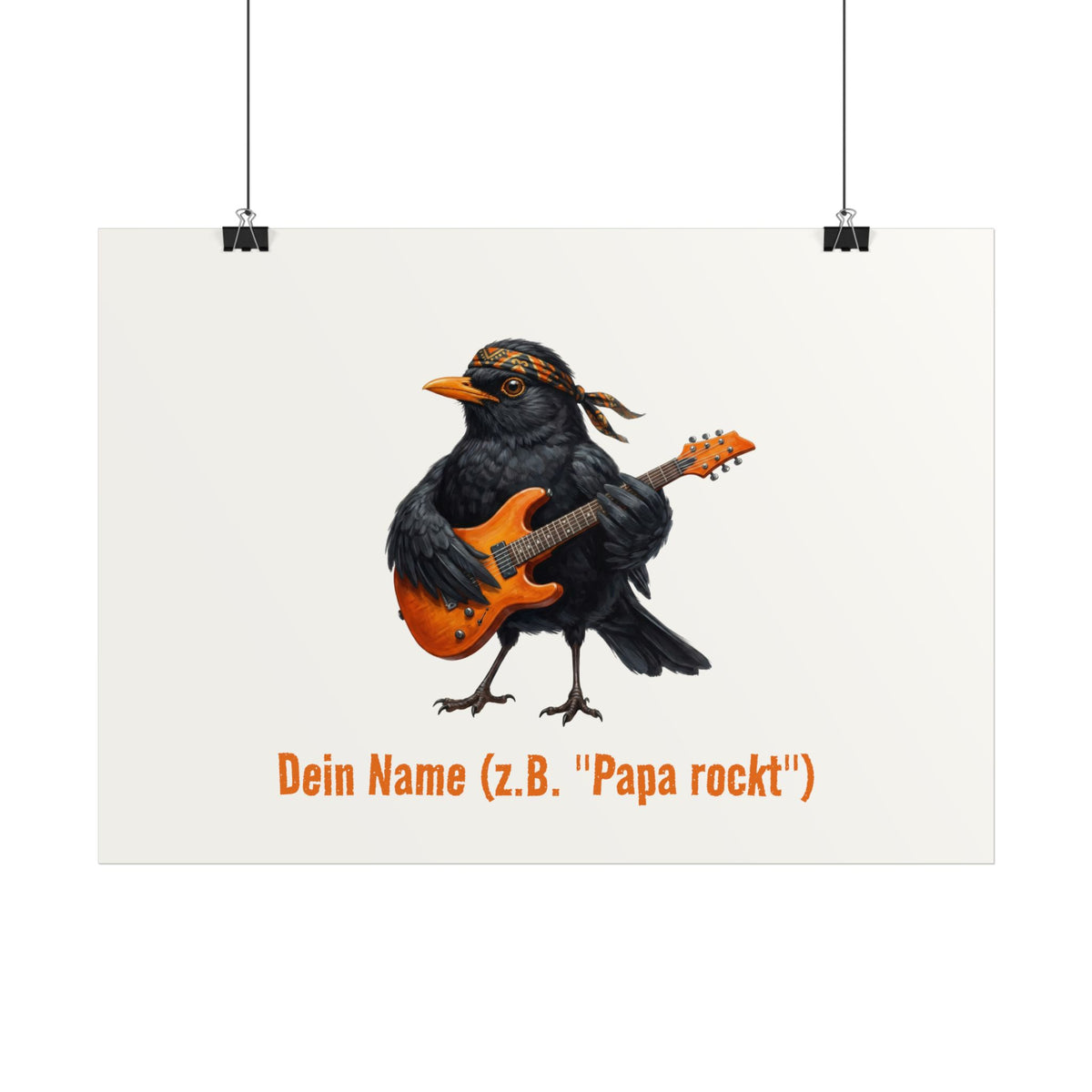 Poster personalizzato "The Backyard Birds" – Merlo rock con chitarra (opaco)