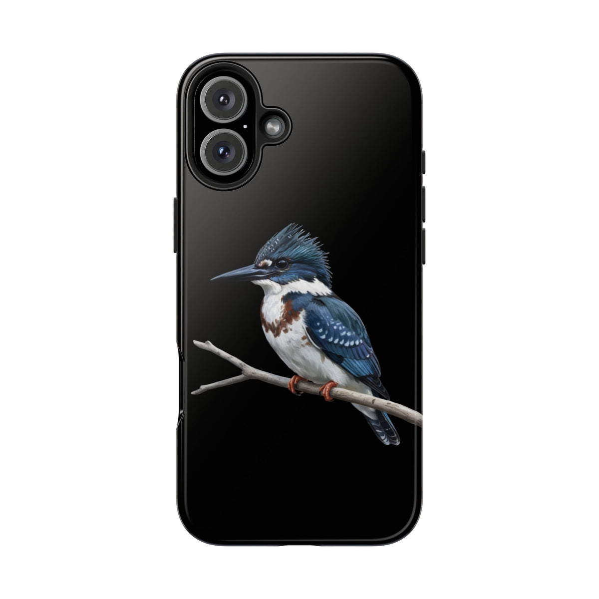 Belted Kingfisher iPhone Case – Premium Tough Phone Cover Black