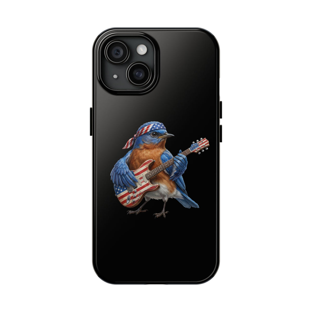 Bluebird with Guitar iPhone Case – Premium Tough Phone Cover Black