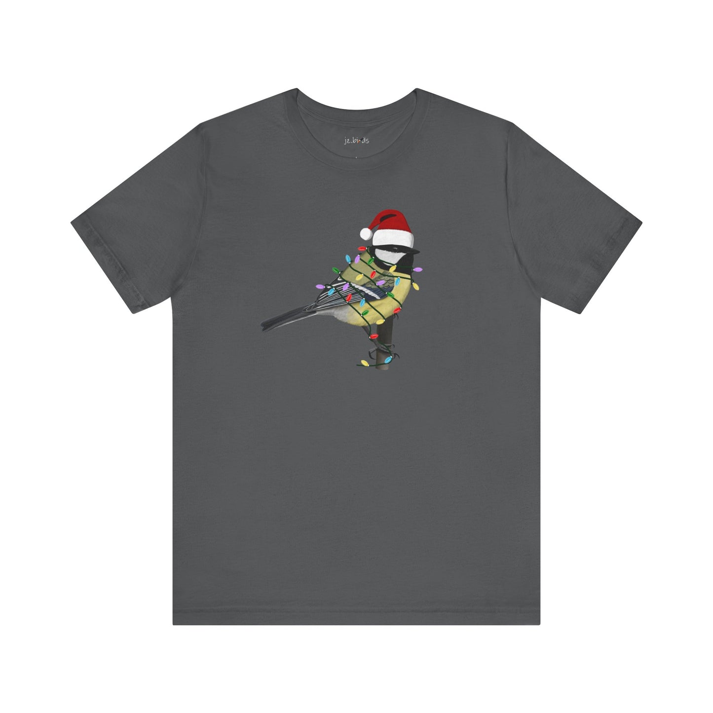 Chickadee with Fairy Lights Christmas Bird T-Shirt
