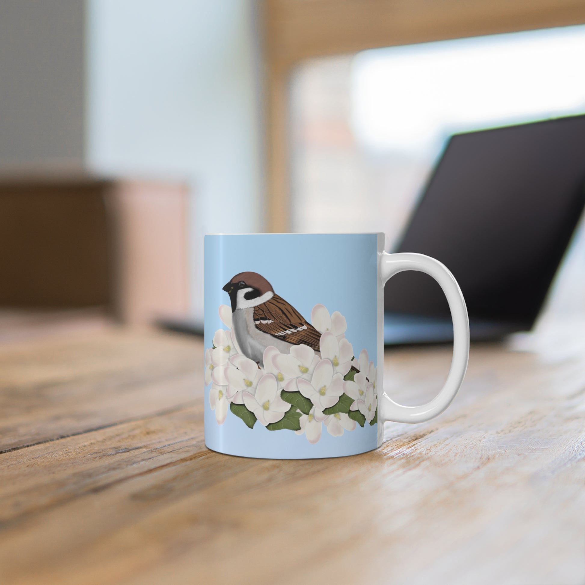 Tree Swallow Apple Spring Blossoms Bird Ceramic Mug 11oz - jz.birds
