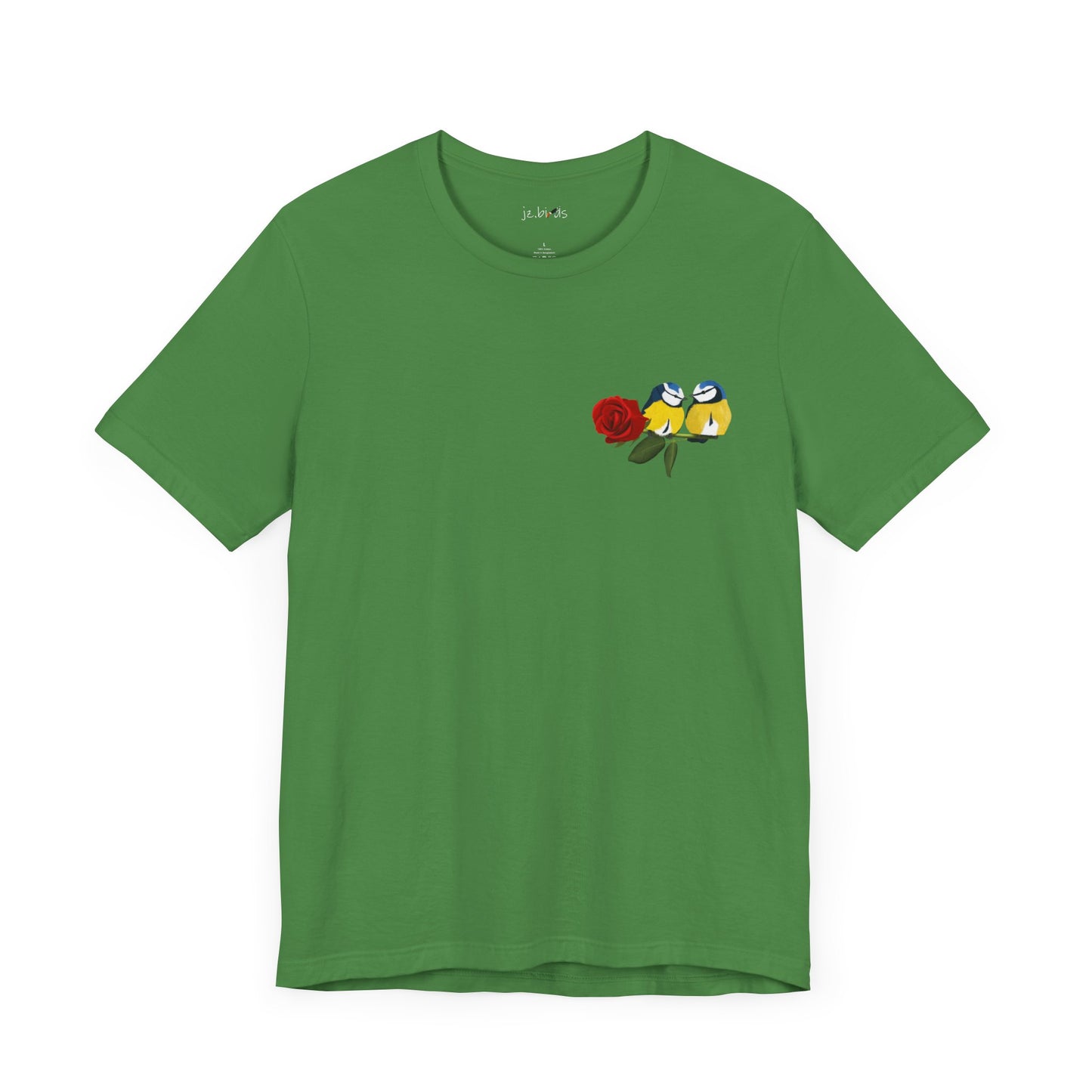 Valentine's Day Blue Titmice on Rose Unisex Tee