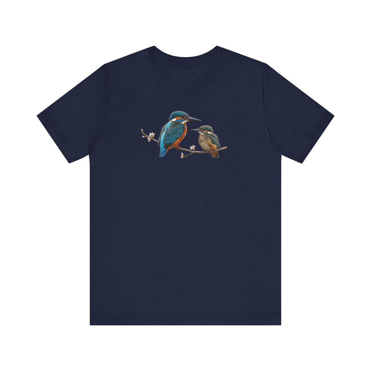 Kingfisher & Fledgling T-Shirt | Spring Blossoms Unisex Graphic Tee