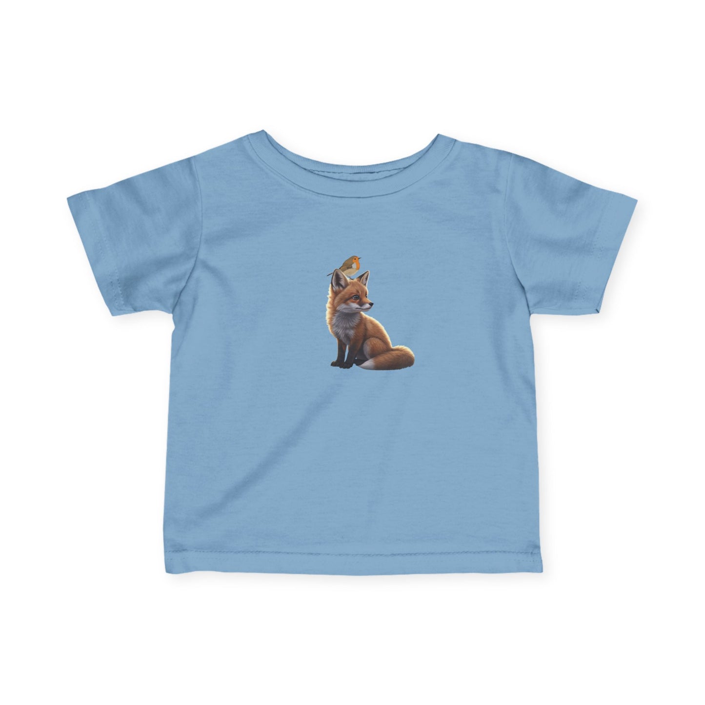 Fuchs mit Rotkehlchen Vogelmotiv Baby T-Shirt Süßes Tiermotiv