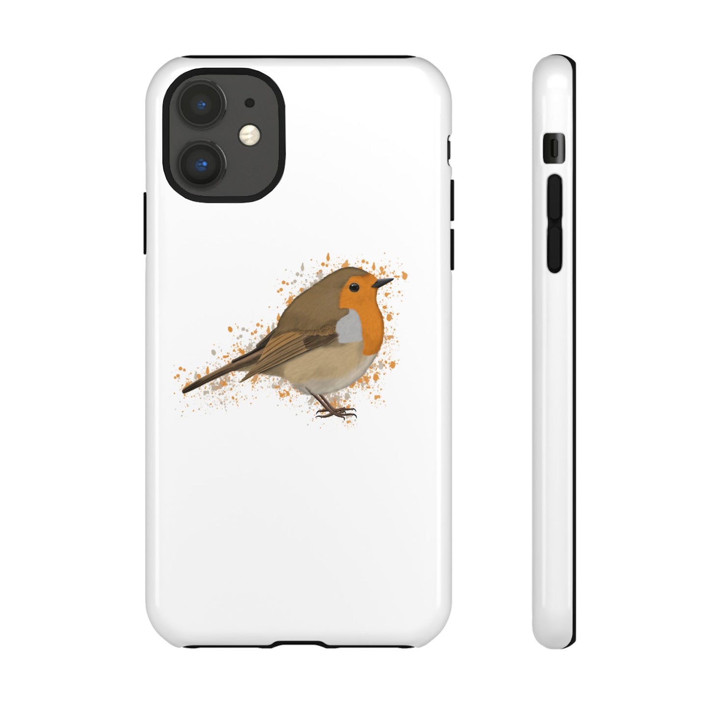 Rotkehlchen Vogel iPhone & Google Pixel Vogelmotiv Handyhülle Weiß