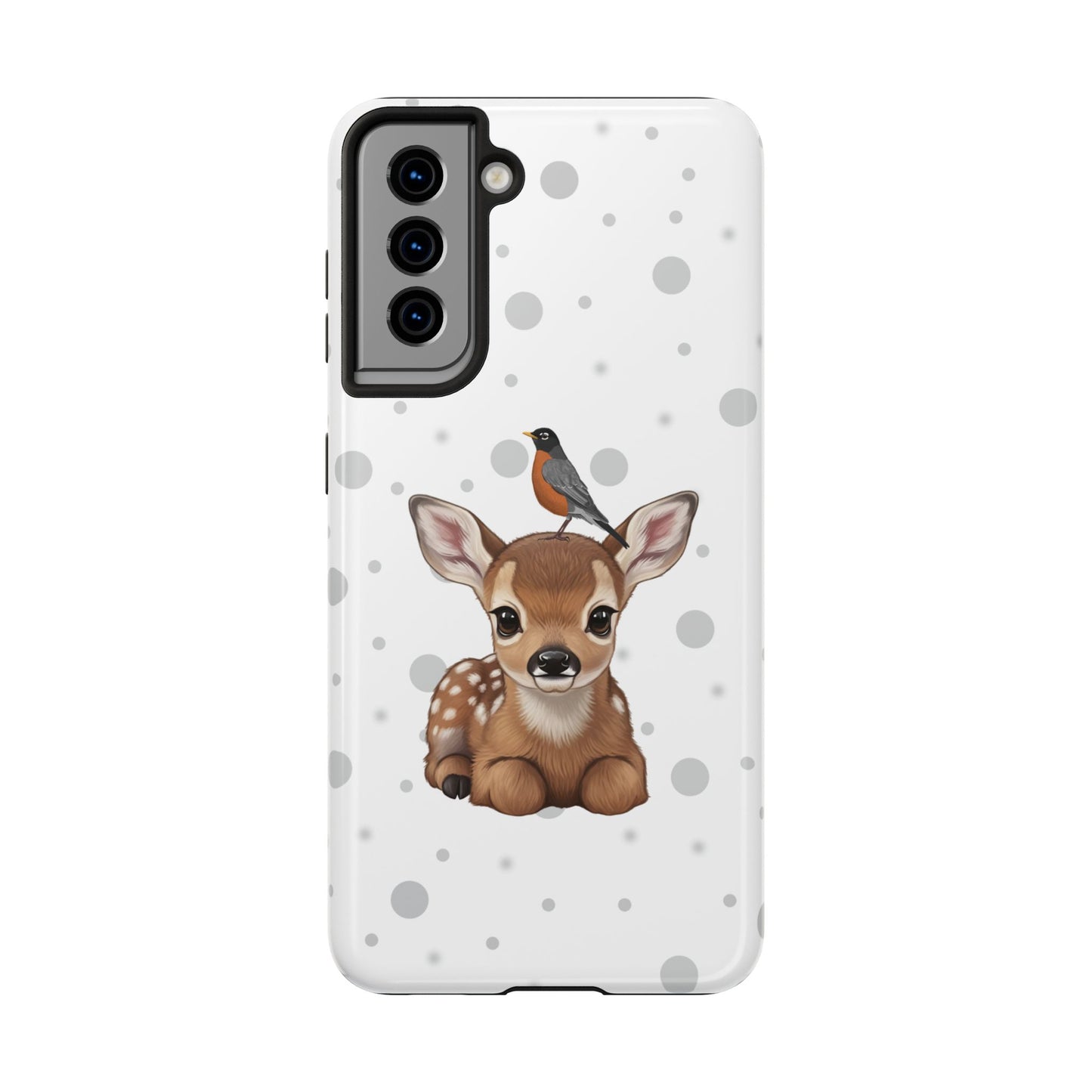 Cute Fawn with American Robin Animal iPhone Case - Dual-Layer PC/TPU Protective Cover for iPhone