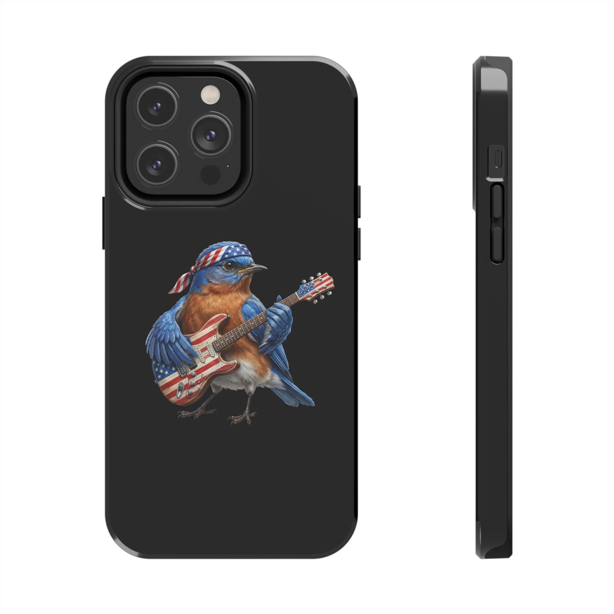 Bluebird with Guitar iPhone Case – Premium Tough Phone Cover Black