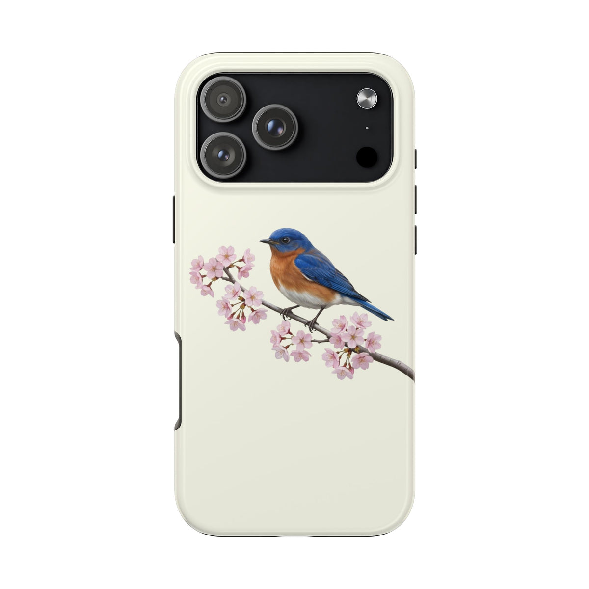 Bluebird & Cherry Blossom Tough iPhone Case Creamy White