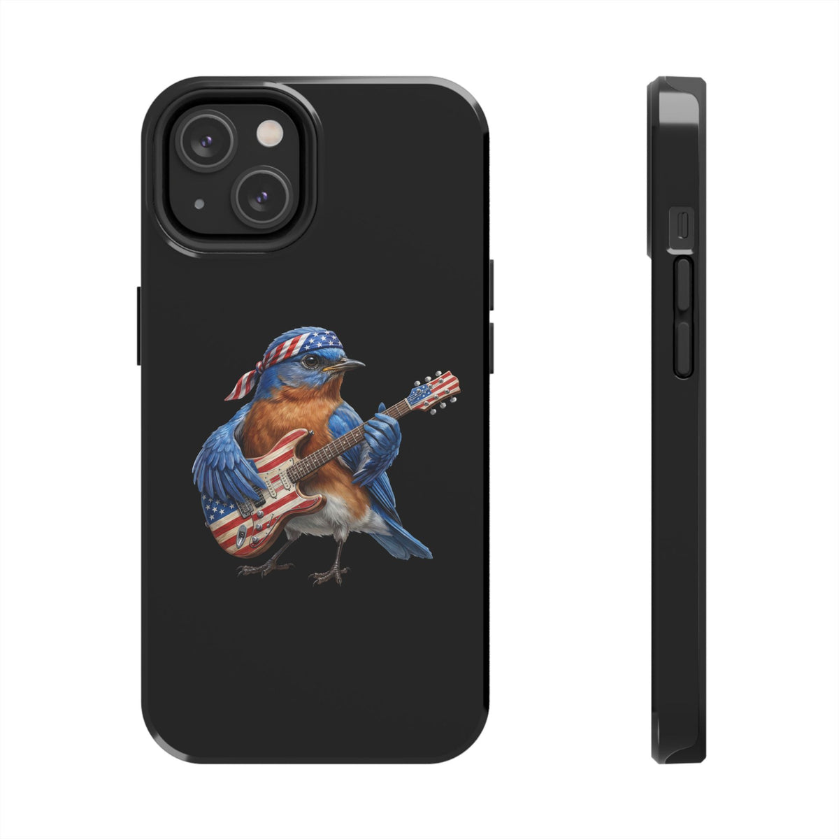 Bluebird with Guitar iPhone Case – Premium Tough Phone Cover Black