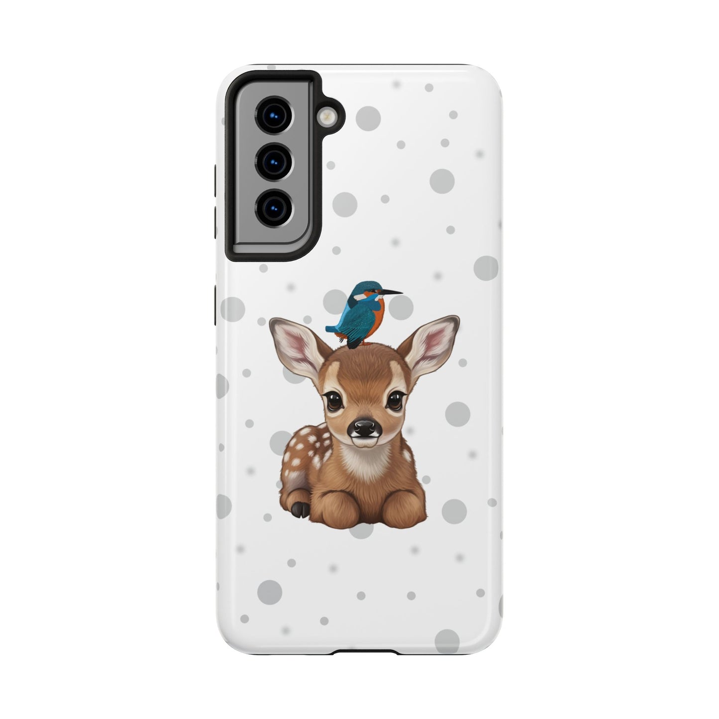 Cute Fawn with a Kingfisher Animal iPhone Case - Dual-Layer PC/TPU Protective Cover for iPhone