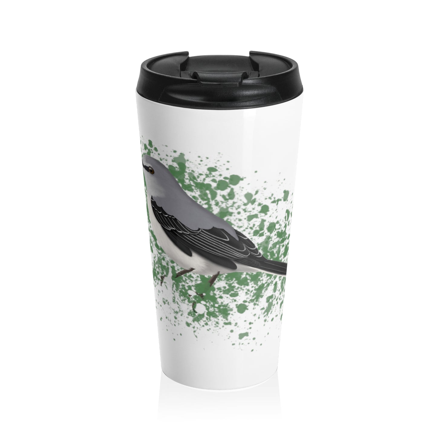 Mockingbird Bird White Stainless Steel Travel Mug 15oz - jz.birds