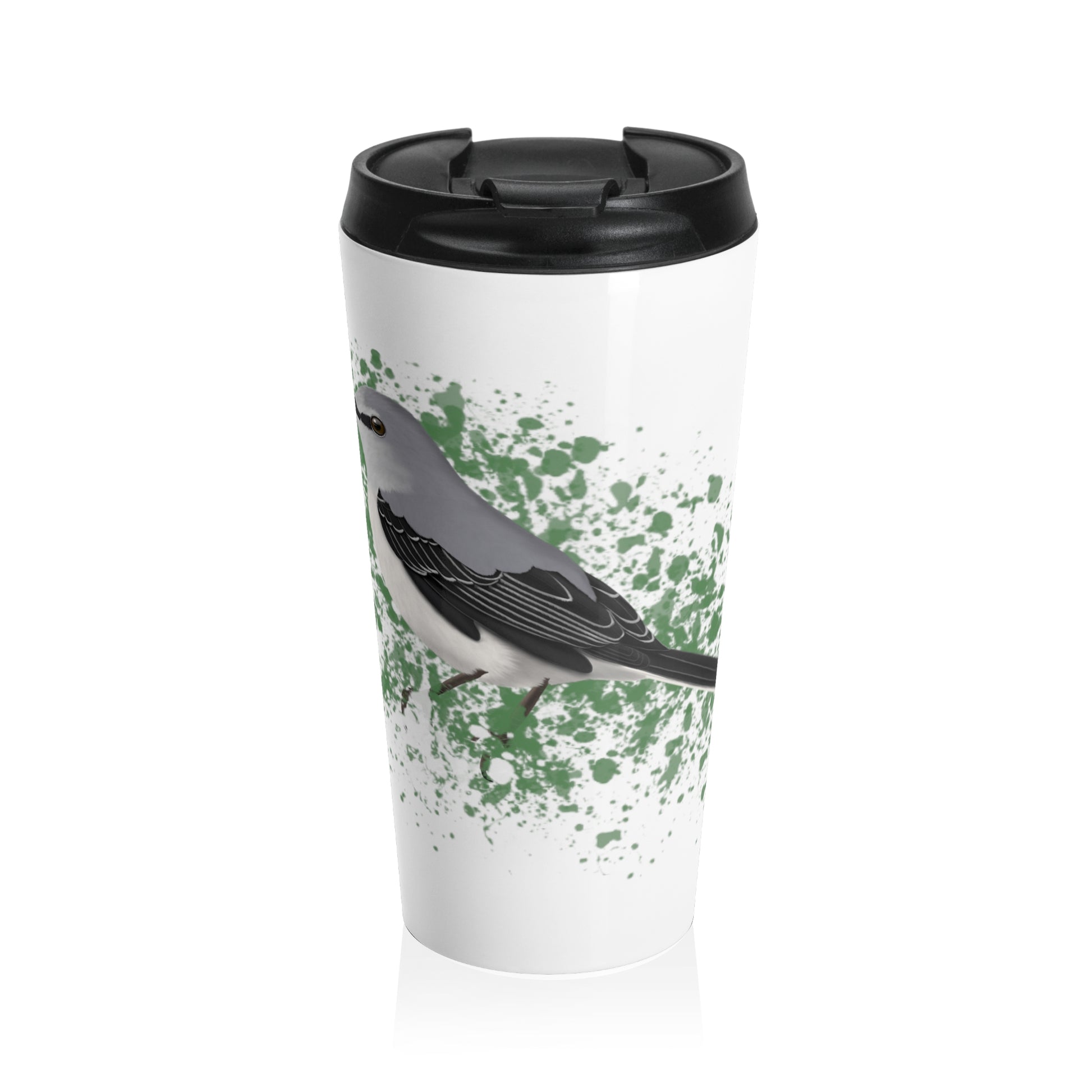 Mockingbird Bird White Stainless Steel Travel Mug 15oz - jz.birds