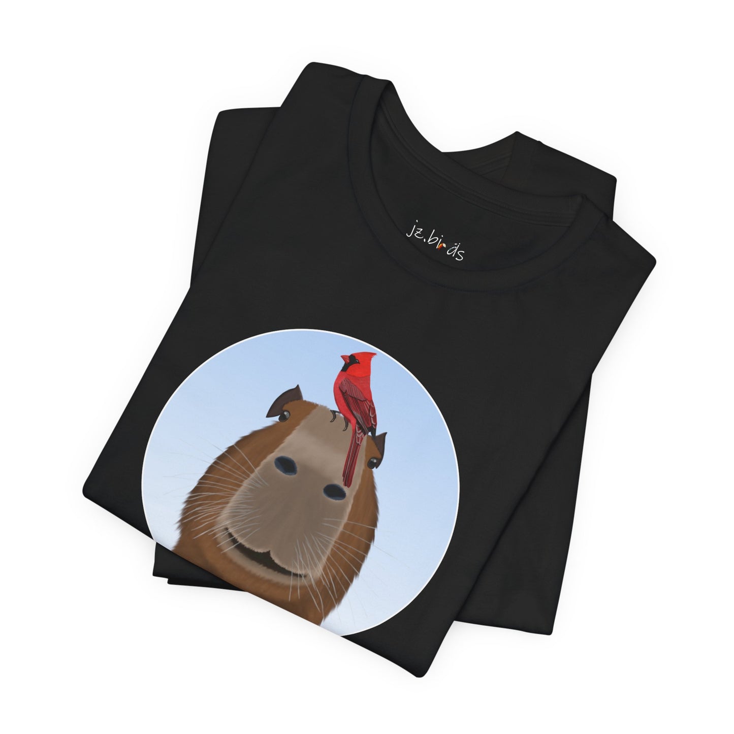 Capybara with Cardinal Funny Bird T-Shirt