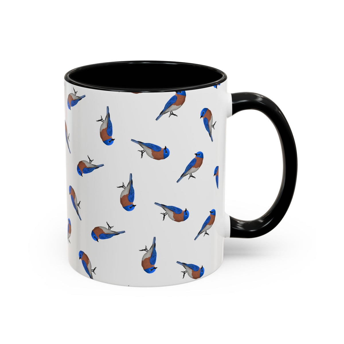 Bluebird All-Over Pattern Accent Mug | Colorful Bird Lover Gift for Birdwatchers