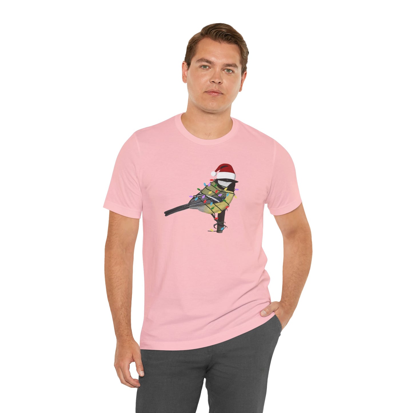 Chickadee with Fairy Lights Christmas Bird T-Shirt