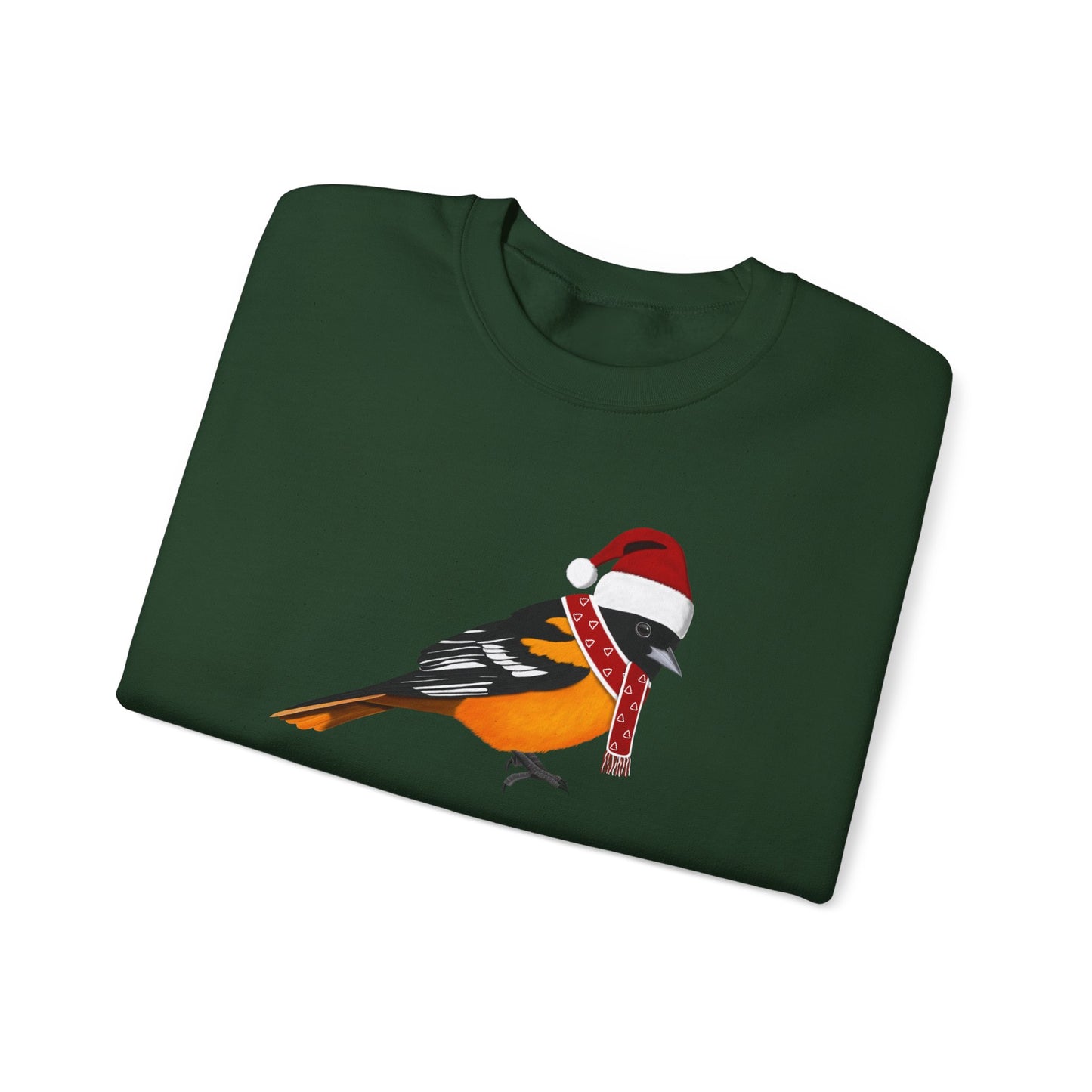Baltimore Oriole with Christmas Hat Bird Birdwatcher Sweatshirt