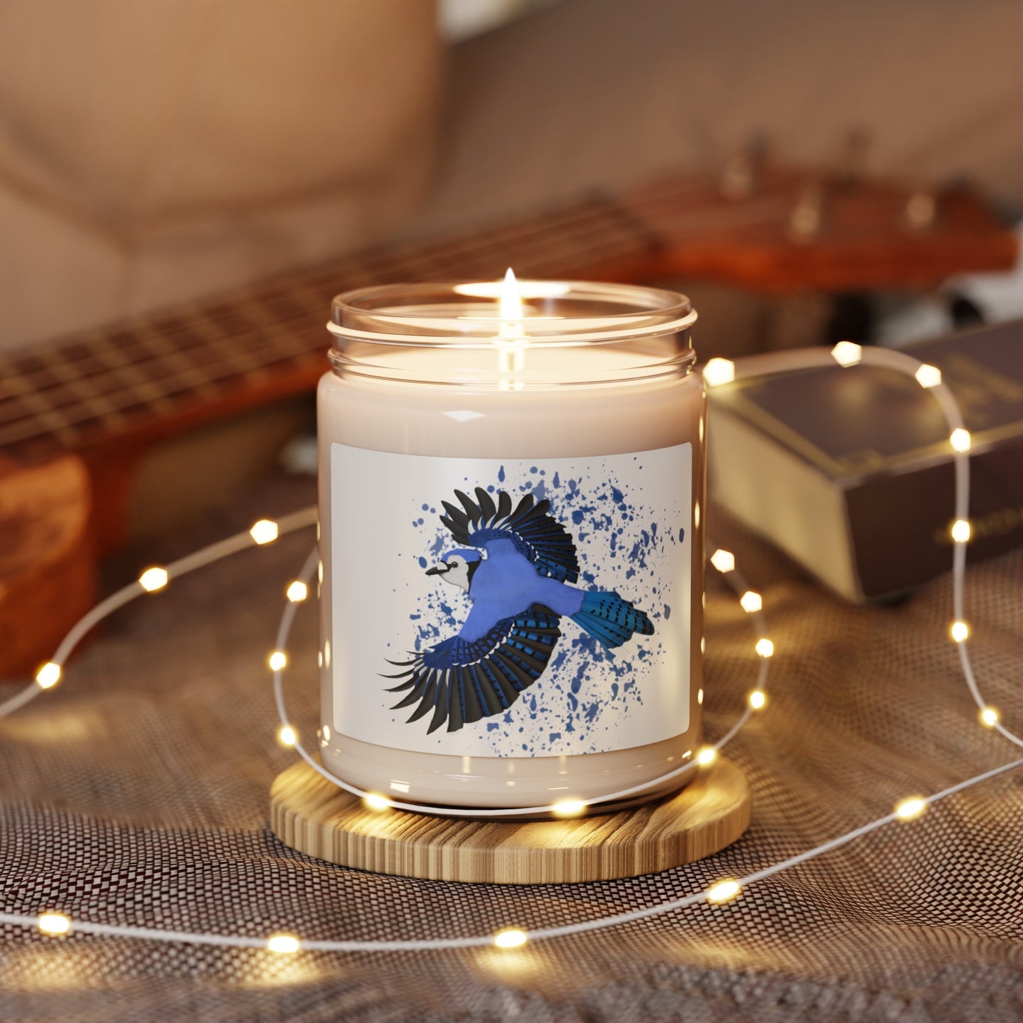 Blue Jay Bird Art Scented Soy Candle, 9oz