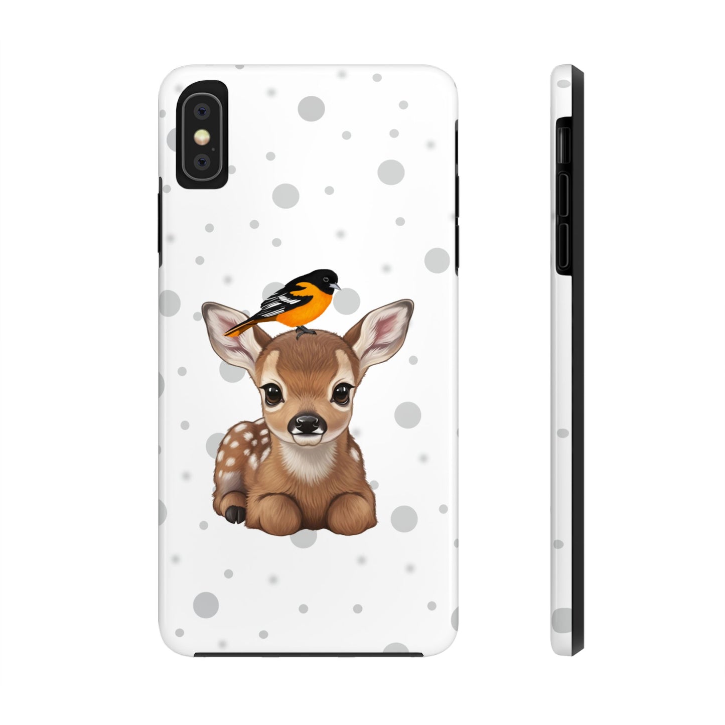 Cute Fawn with a Oriole Animal iPhone Case - Dual-Layer PC/TPU Protective Cover for iPhone