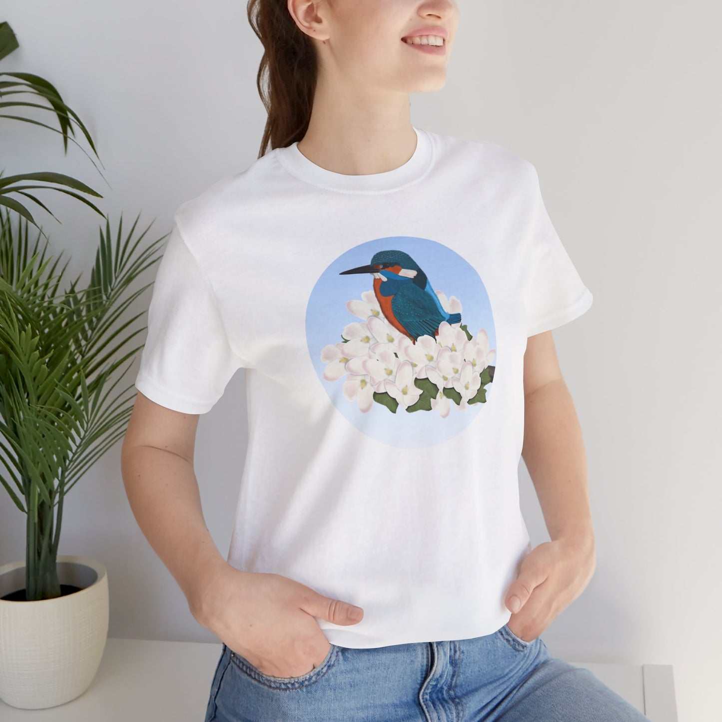 Kingfisher and Spring Apple Blossoms Bird T-Shirt