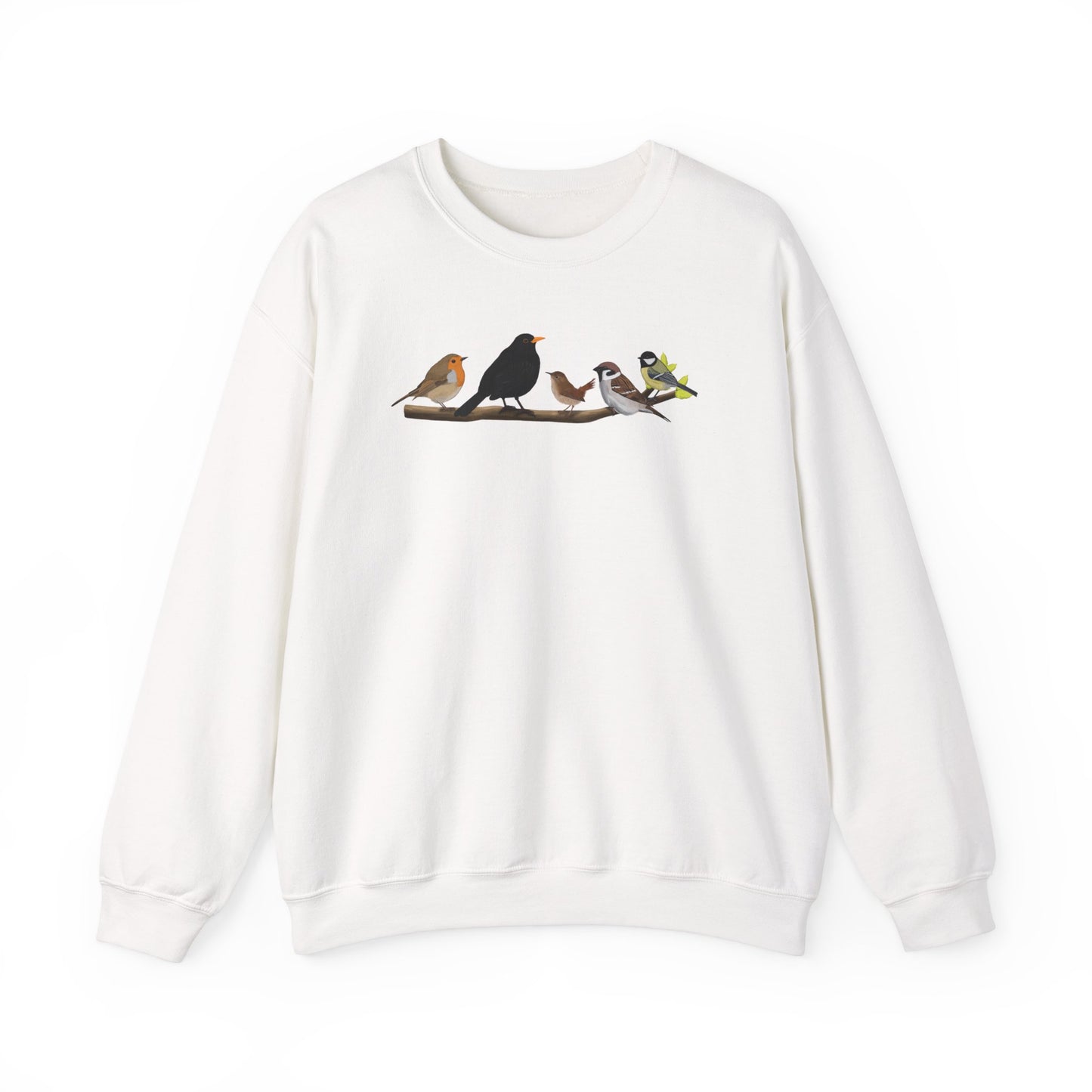 Vögel auf einem Ast Vogel Sweatshirt Amsel Rotkehlchen Kohlmeise Zaunkönig Spatz