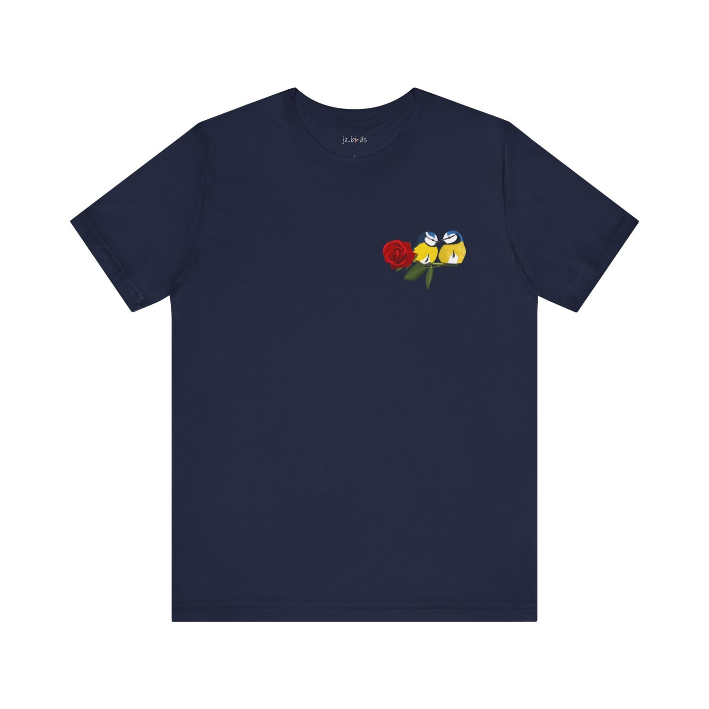 Valentine's Day Blue Titmice on Rose Unisex Tee