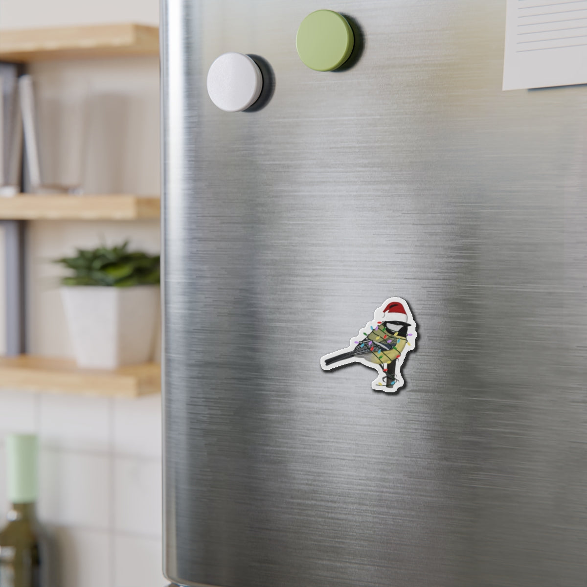 Chickadee Home Decor – bird magnet and Christmas style