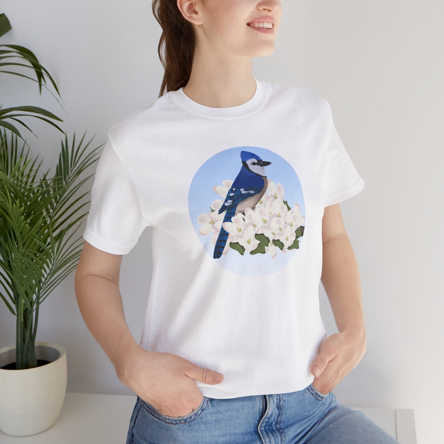 Blue Jay and Spring Apple Blossoms Bird T-Shirt