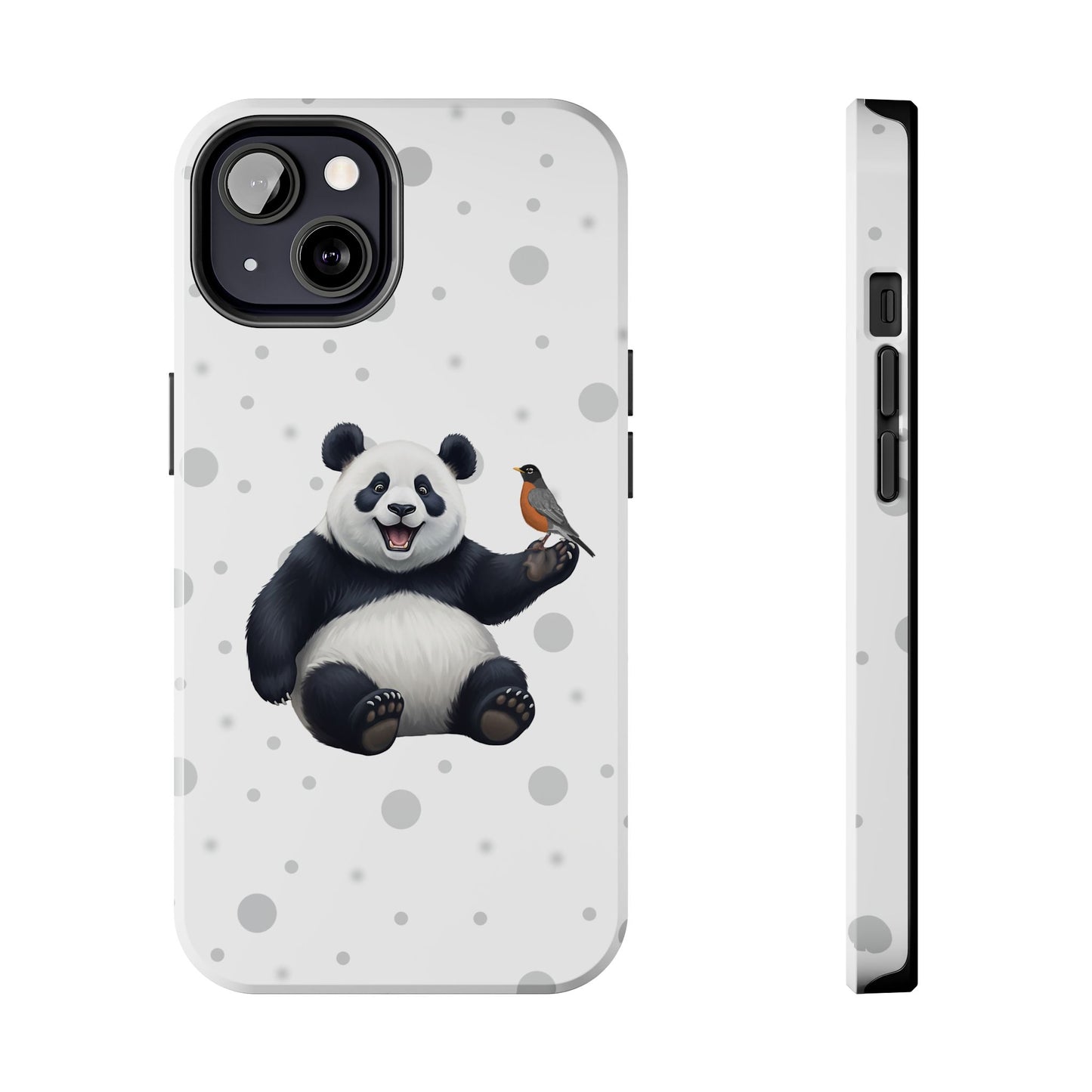 Cute Panda Bear with American Robin Animal iPhone Case - Dual-Layer PC/TPU Protective Cover for iPhone