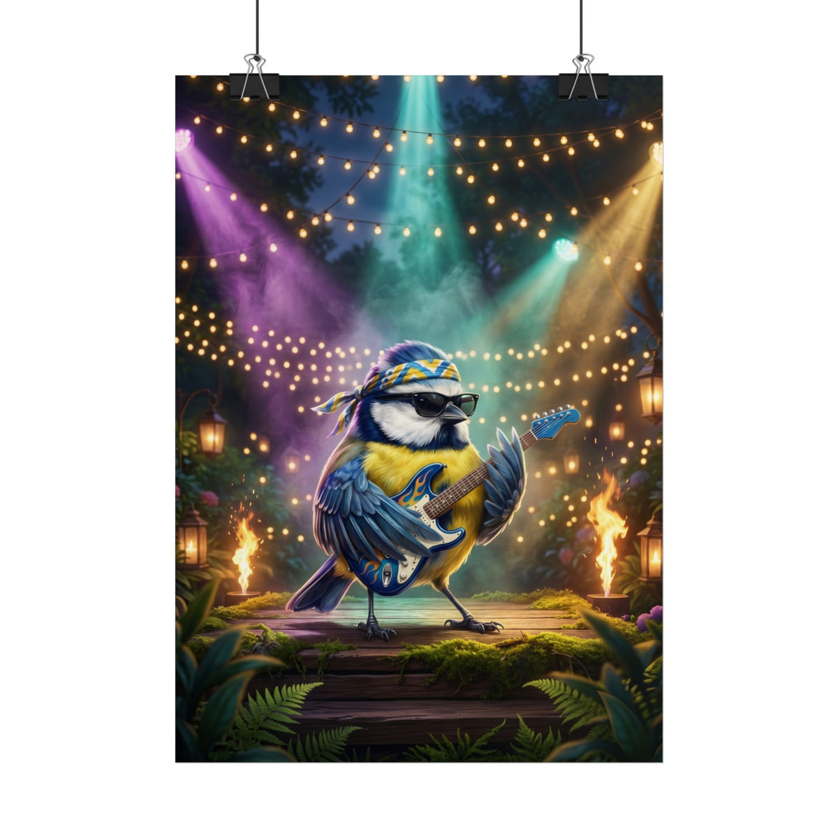 Muro di Bert Blaumeise sul palco - Poster per cameretta Uccello rockstar | Gli uccelli da giardino