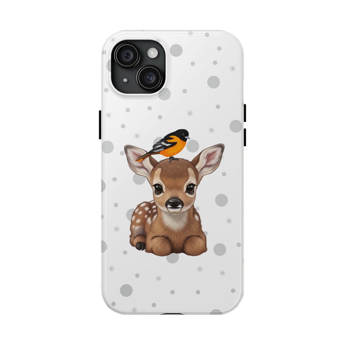 Cute Fawn with a Oriole Animal iPhone Case - Dual-Layer PC/TPU Protective Cover for iPhone
