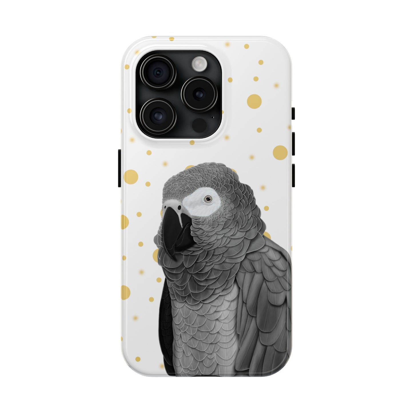 Grey Parrot Bird Art Tough Phone Case White