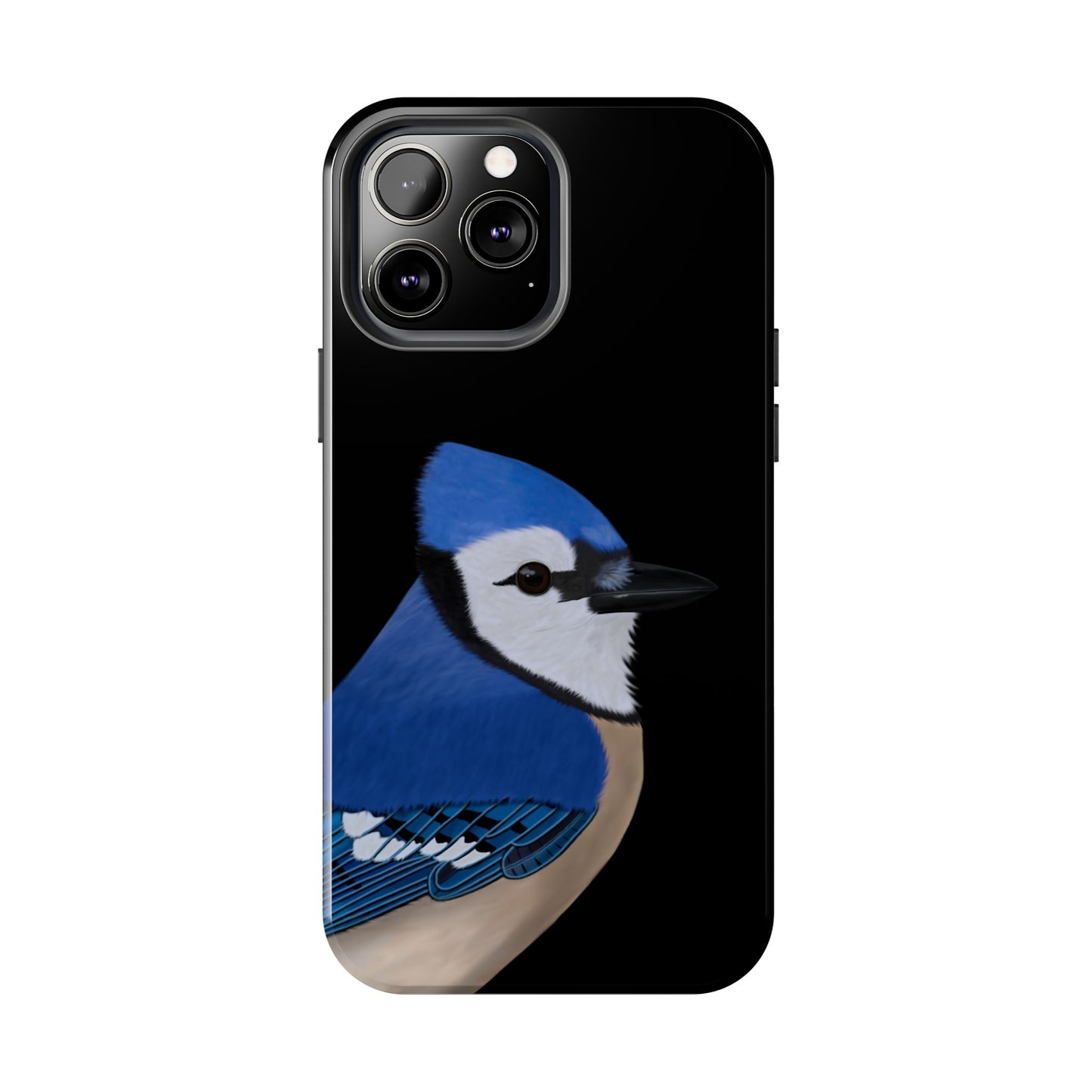 Blue Jay Bird Art Tough Phone Case Black