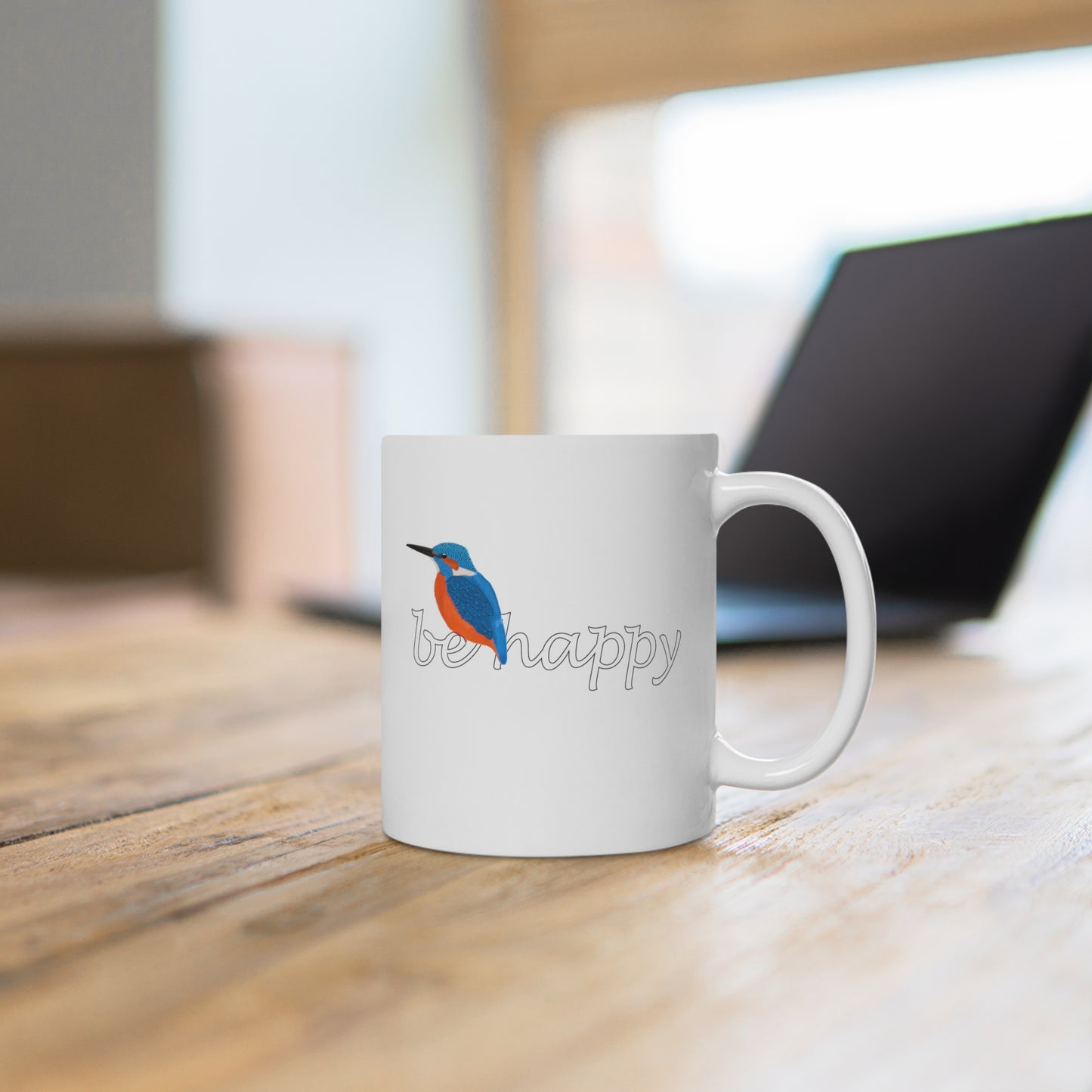 Eisvogel Be Happy Vogel Tasse für Vogelfreunde – 11 oz,