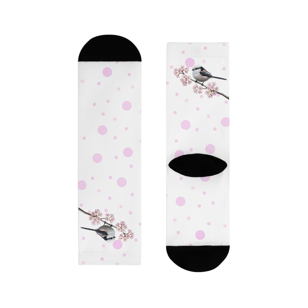 Schwanzmeise Socken mit Accessories Hintergrund